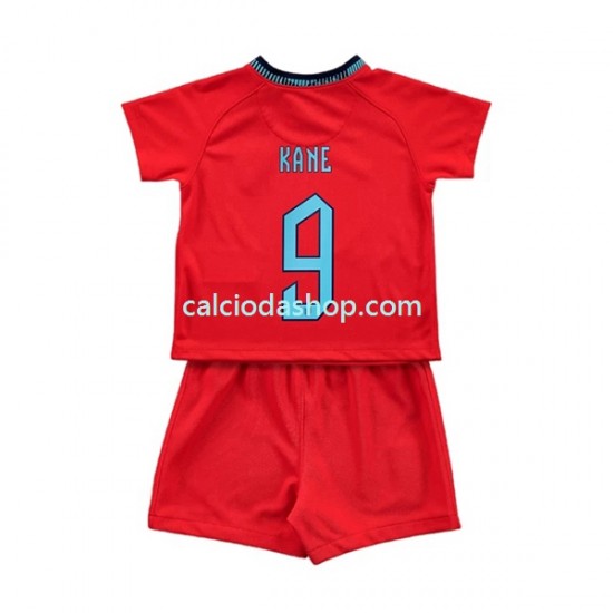 Maglia Inghilterra Kane 9 Gara Away Completo Bambino 2-13 Anni Mondiali 2022 MC