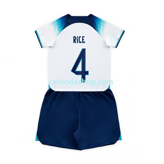 Maglia Inghilterra Rice 4 Gara Home Completo Bambino 2-13 Anni Mondiali 2022 MC