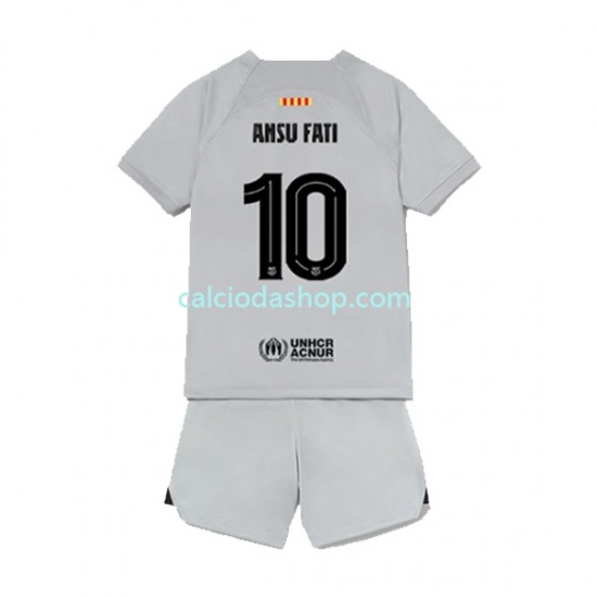 Maglia FC Barcelona Ansu Fat 10 Gara Terza Completo Bambino 2-13 Anni 2022-2023 MC