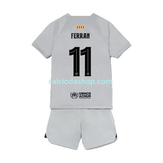 Maglia FC Barcelona Ferran Torres 11 Gara Terza Completo Bambino 2-13 Anni 2022-2023 MC