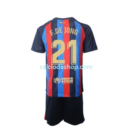 Maglia FC Barcelona Frenkie de Jong 21 Gara Home Completo Bambino 2-13 Anni 2022-2023 MC