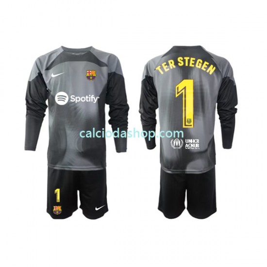 Maglia Portiere FC Barcelona Ter Stegen 1 Gara Away Completo Bambino 2-13 Anni 2022-2023 ML