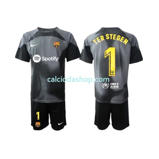 Maglia Portiere FC Barcelona Ter Stegen 1 Gara Away Completo Bambino 2-13 Anni 2022-2023 MC