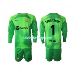 Maglia Portiere FC Barcelona Ter Stegen 1 Gara Home Completo Bambino 2-13 Anni 2022-2023 ML