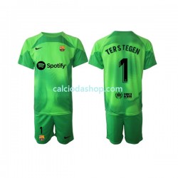 Maglia Portiere FC Barcelona Ter Stegen 1 Gara Home Completo Bambino 2-13 Anni 2022-2023 MC