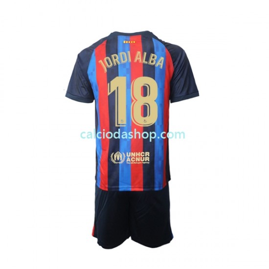 Maglia FC Barcelona Jordi Alba 18 Gara Home Completo Bambino 2-13 Anni 2022-2023 MC