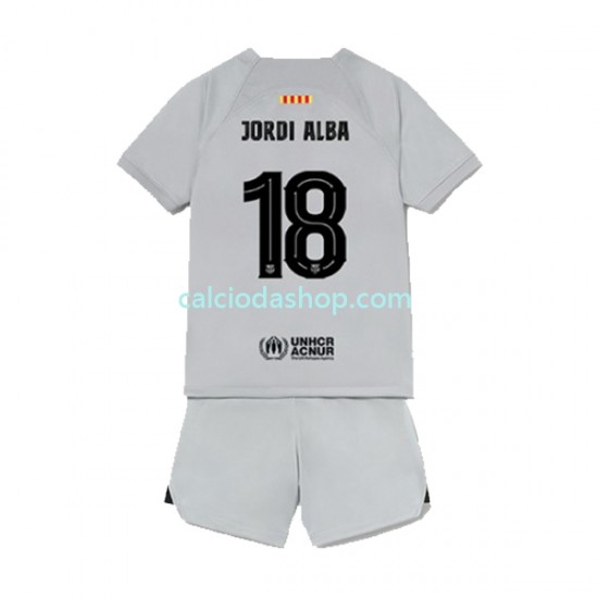 Maglia FC Barcelona Jordi Alba 18 Gara Terza Completo Bambino 2-13 Anni 2022-2023 MC