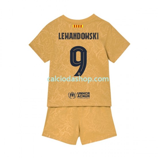 Maglia FC Barcelona Lewandowski 9 Gara Away Completo Bambino 2-13 Anni 2022-2023 MC