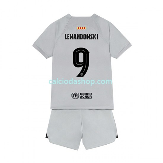 Maglia FC Barcelona Lewandowski 9 Gara Terza Completo Bambino 2-13 Anni 2022-2023 MC