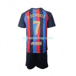 Maglia FC Barcelona Ousmane Dembele 7 Gara Home Completo Bambino 2-13 Anni 2022-2023 MC