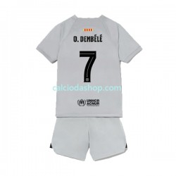 Maglia FC Barcelona Ousmane Dembele 7 Gara Terza Completo Bambino 2-13 Anni 2022-2023 MC