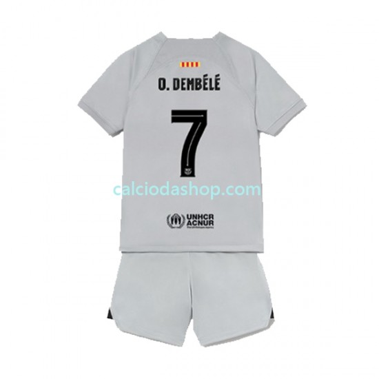 Maglia FC Barcelona Ousmane Dembele 7 Gara Terza Completo Bambino 2-13 Anni 2022-2023 MC