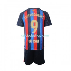 Maglia FC Barcelona Robert Lewandowski 9 Gara Home Completo Bambino 2-13 Anni 2022-2023 MC