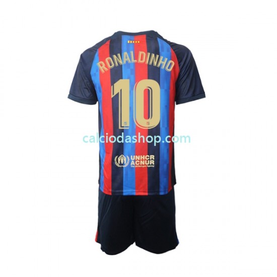 Maglia FC Barcelona Ronaldinho 10 Gara Home Completo Bambino 2-13 Anni 2022-2023 MC