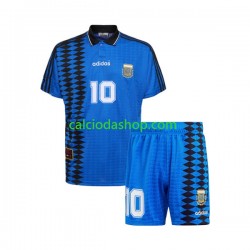 Maglia Argentina MARADONA 10 Retro Gara Away Completo Bambino 2-13 Anni 1994 MC