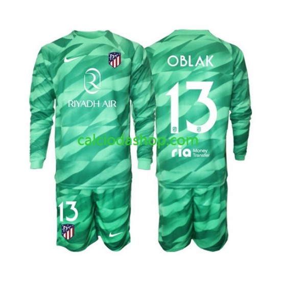 Maglia Portiere Atlético Madrid Jan Oblak 13 Green color Gara Away Completo Bambino 2-13 Anni 2023-2024 ML