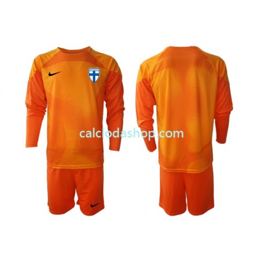 Maglia Portiere Finlandia Gara Home Completo Bambino 2-13 Anni 2022-2023 ML