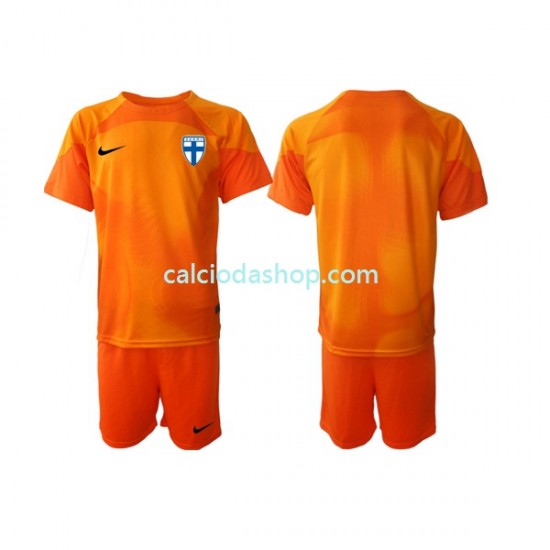 Maglia Portiere Finlandia Gara Home Completo Bambino 2-13 Anni 2022-2023 MC