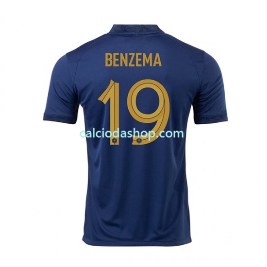 Maglia Francia Benzema 19 Gara Home Uomo Mondiali 2022 MC