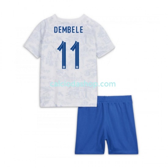 Maglia Francia Dembele 11 Gara Away Completo Bambino 2-13 Anni Mondiali 2022 MC