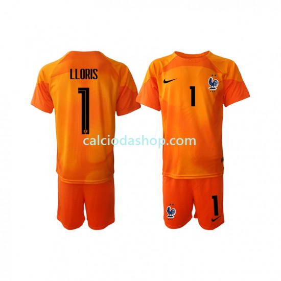 Maglia Portiere Francia Hugo Lloris 1 Gara Away Completo Bambino 2-13 Anni Mondiali 2022 MC