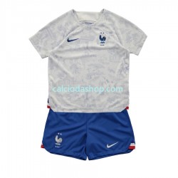 Maglia Francia Gara Away Completo Bambino 2-13 Anni Mondiali 2022 MC