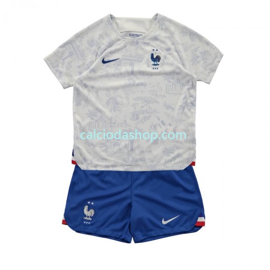 Maglia Francia Gara Away Completo Bambino 2-13 Anni Mondiali 2022 MC