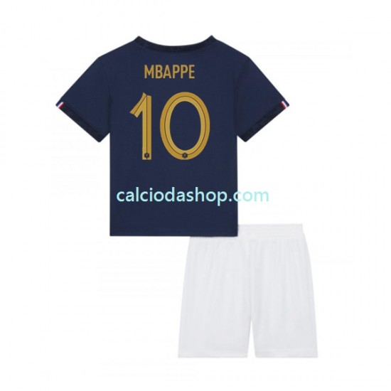 Maglia Francia Mbappé 10 Gara Home Completo Bambino 2-13 Anni Mondiali 2022 MC