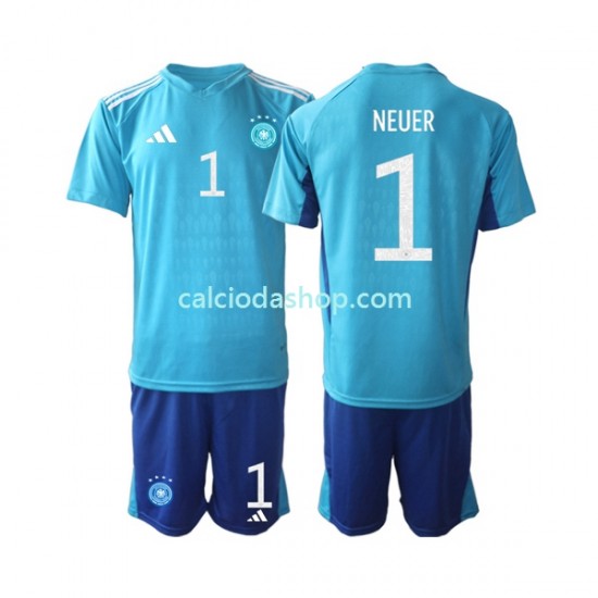 Maglia Portiere Germania Manuel Neuer 1 Gara Home Completo Bambino 2-13 Anni Mondiali 2022 MC