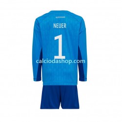 Maglia Portiere Germania Manuel Neuer 1 Gara Home Completo Bambino 2-13 Anni Mondiali 2022 ML