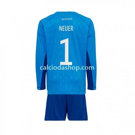 Maglia Portiere Germania Manuel Neuer 1 Gara Home Completo Bambino 2-13 Anni Mondiali 2022 ML