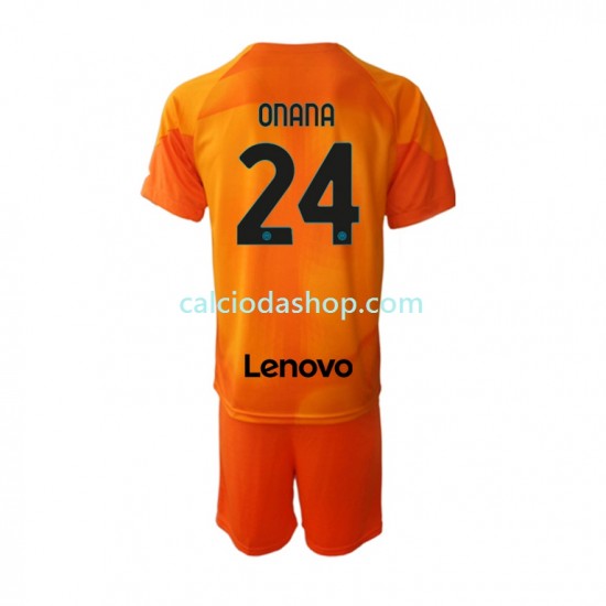 Maglia Portiere Inter Milan Andre Onana 24 Gara Quarto Completo Bambino 2-13 Anni 2022-2023 MC