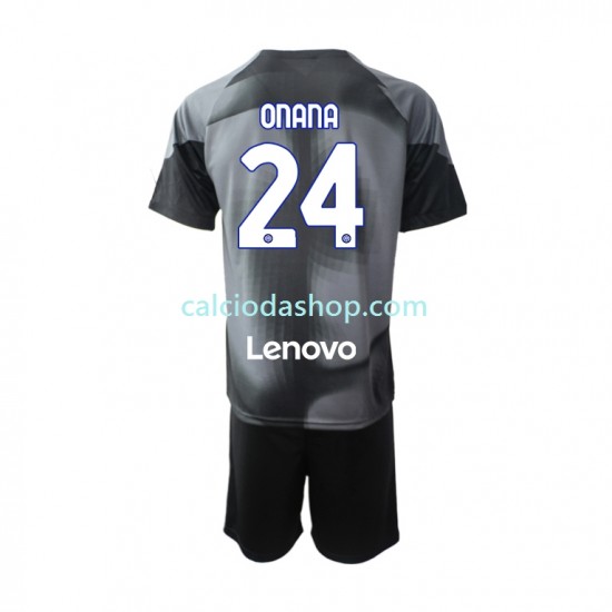 Maglia Portiere Inter Milan Andre Onana 24 Gara Home Completo Bambino 2-13 Anni 2022-2023 MC