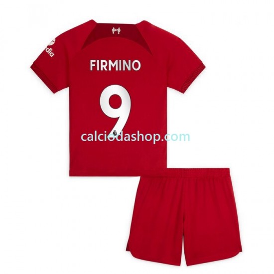 Maglia Liverpool Firmino 9 Gara Home Completo Bambino 2-13 Anni 2022-2023 MC