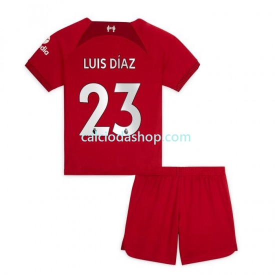 Maglia Liverpool Luis Diaz 23 Gara Home Completo Bambino 2-13 Anni 2022-2023 MC