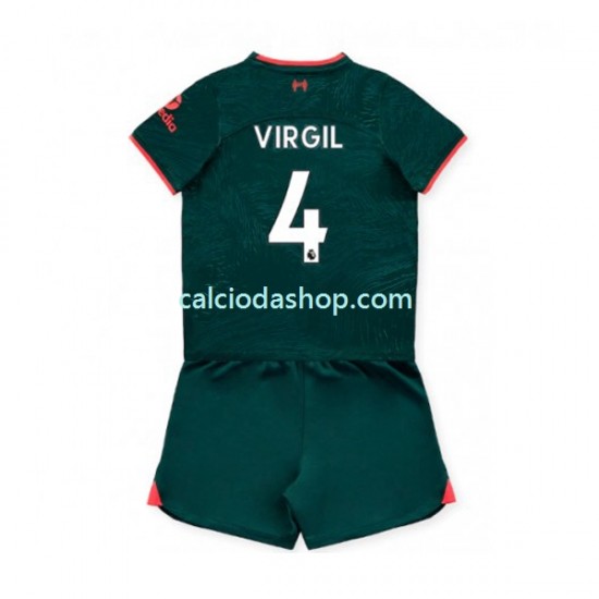 Maglia Liverpool Virgil van Dijk 4 Gara Terza Completo Bambino 2-13 Anni 2022-2023 MC