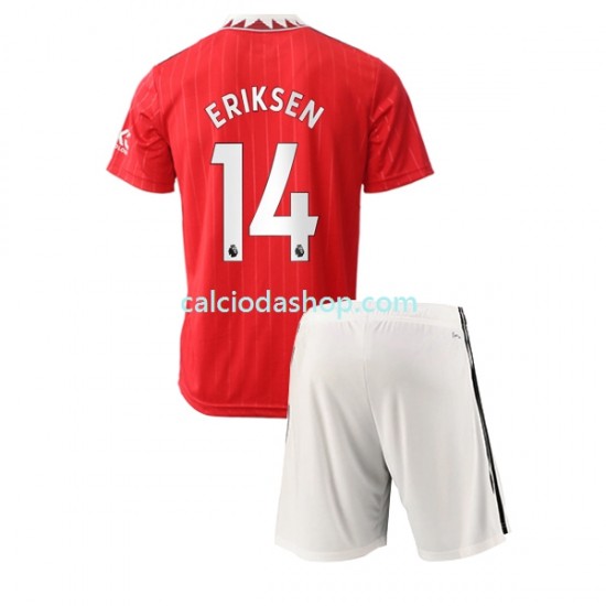 Maglia Manchester United Christian Eriksen 14 Gara Home Completo Bambino 2-13 Anni 2022-2023 MC