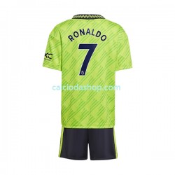 Maglia Manchester United Cristiano Ronaldo 7 Gara Terza Completo Bambino 2-13 Anni 2022-2023 MC