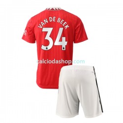 Maglia Manchester United Donny van de Beek 34 Gara Home Completo Bambino 2-13 Anni 2022-2023 MC