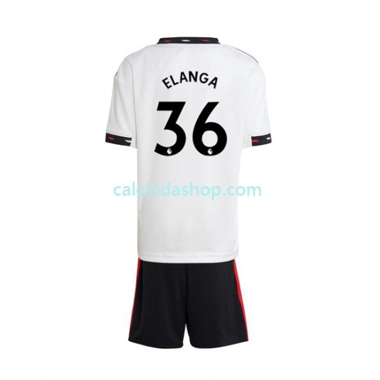 Maglia Manchester United Elanga 36 Gara Away Completo Bambino 2-13 Anni 2022-2023 MC