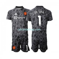 Maglia Portiere Manchester United DE GEA 1 Gara Away Completo Bambino 2-13 Anni 2022-2023 MC