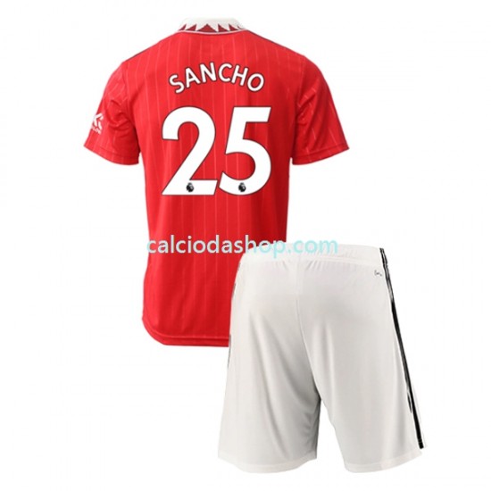 Maglia Manchester United Jadon Sancho 25 Gara Home Uomo Completo Bambino 2-13 Anni 2022-2023 MC