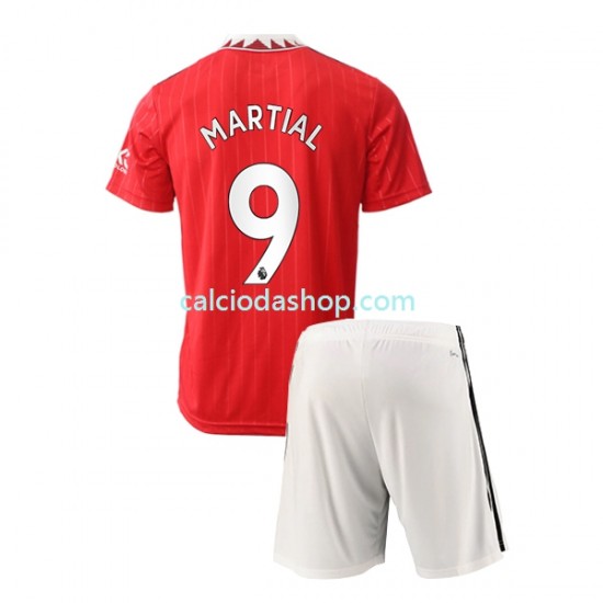 Maglia Manchester United Martial 9 Gara Home Completo Bambino 2-13 Anni 2022-2023 MC