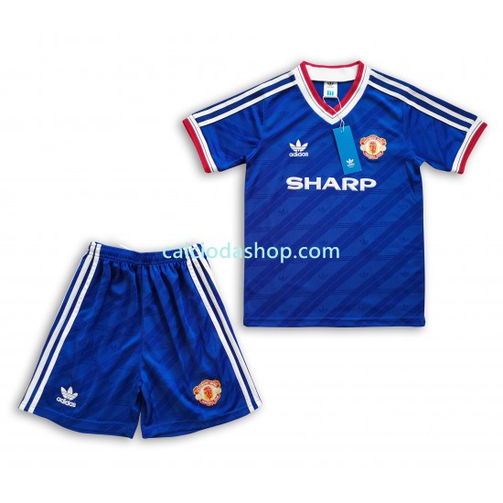 Maglia Manchester United 1986 Retro Gara Away Completo Bambino 2-13 Anni MC