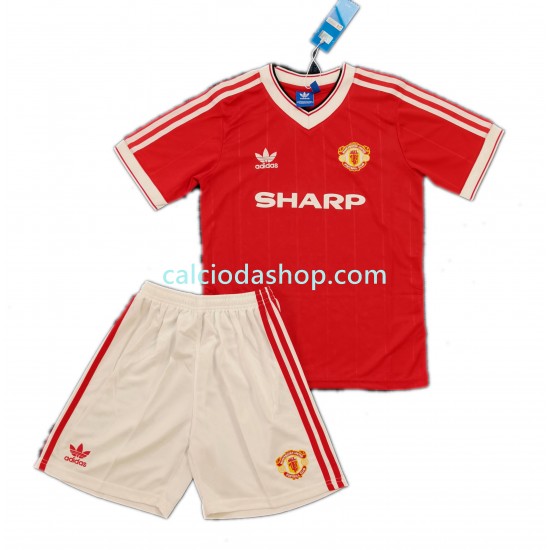 Maglia Manchester United 1984 Retro Gara Home Completo Bambino 2-13 Anni MC