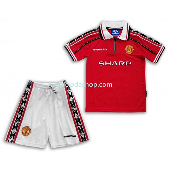 Maglia Manchester United Retro Gara Home Completo Bambino 2-13 Anni 1998-1999 MC