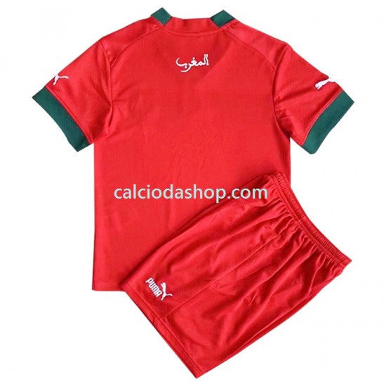 Maglia Marocco Gara Home Completo Bambino 2-13 Anni Mondiali 2022 MC