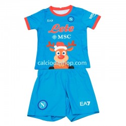 Maglia Napoli Xmas Gara Home Completo Bambino 2-13 Anni 2022-2023 MC