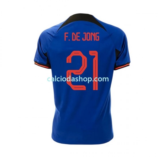 Maglia Paesi Bassi Frenkie de Jong 21 Gara Away Uomo Mondiali 2022 MC