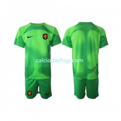 Maglia Portiere Paesi Bassi Gara Away Completo Bambino 2-13 Anni Mondiali 2022 MC